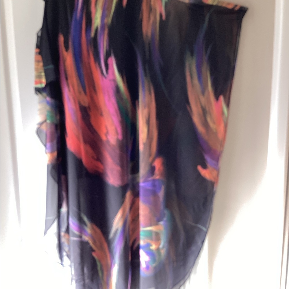 Chiffon Black and Multicolor High Low Dress (Size: Large) - Picture 6 of 7